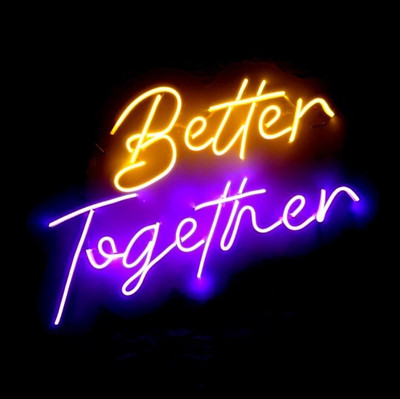 SG Print Better Together Neon Sign/Lights (24x18)yellow+purple Smart Bulb