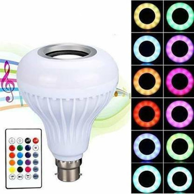 Ezaj Trending Latest Led Bulb With Bluetooth Speaker Music Light Bulb B22 LED White + RGB Light Ball Bulb Bluetooth Bulb Light Bluetooth Control Smart Music Playing Audio Bluetooth Speaker With Remote Control MP3 player Color Changing Speaker Colorful Lamp With Remote Control For Home, Bedroom, Livi