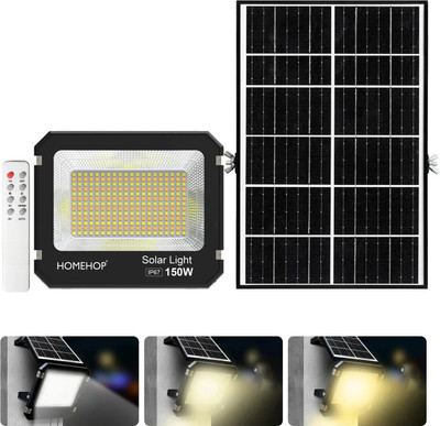 Homehop 150W Solar Flood Lights Outdoor Waterproof Wall Lamp for Home Garden Gate Light Outdoor Lamp(White)