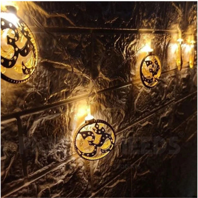 Pick Ur Needs Diwali String OM Icon Metal Hanging Lights, Warm White Round 3D Design Ceiling Lamp