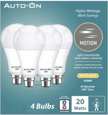 auto-on 20 W Round B22 LED Bulb(White, Pack of 4)