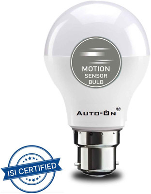 auto-on 9 W Motion Sensor Round B22 LED Bulb(White)