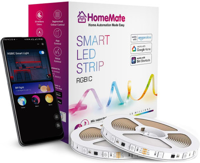 HomeMate RGBIC WiFi Color Changing LED Strip Lights, APP Control (32.8 ft,Plastic,AC)