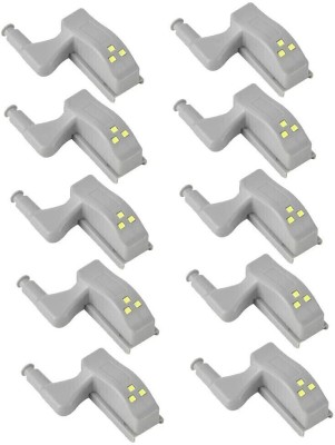 TechBlaze Wardrobe Cabinet Hinge LED Motion Sensor Lights, Set of 10 Almirah Lights Cupboard LED Hinge Lights Door Hinge Lighting Night Lights (Warm White, 0.25 W) Set of 10 Lights with Batteries Smart Bulb