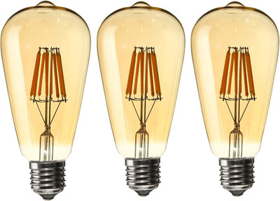 spark world 4 W Basic Decorative E26 LED Bulb(Yellow, Pack of 3)