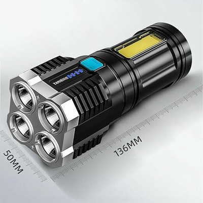 jazam A5 Portable Rechargeable Torch Cum Lamp Led Flashlight,Super Bright Led Smart Torch(Black, 12 cm, Rechargeable)