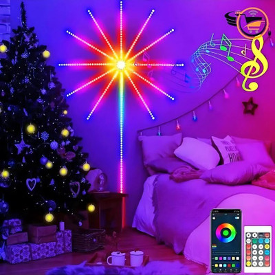 Vedara ™Smart Firework LED Lights,12 Bright Starbursts Sparkle 10Ft App Remote Control Light Strip