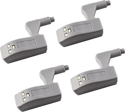 AMG Music Universal Cabinet Cupboard Hinge LED Light Cabinet Sensor Light for Modern Kitchen Home Lamp Hinge Lights Wardrobe Warm/Cool White Night Light for Almirah and Modern Home Kitchen ,Door Hinge Lighting -Warm White with Battery (Pack of 4) Smart Bulb
