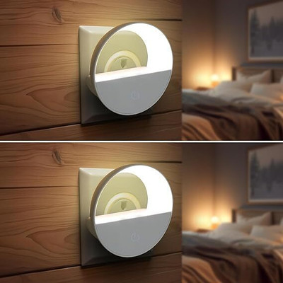 Robustt 1W LED Smart Sensor Night Light|Warm White Plug Night Lamp For Bedroom|Pack of 2 Smart Sensor Light