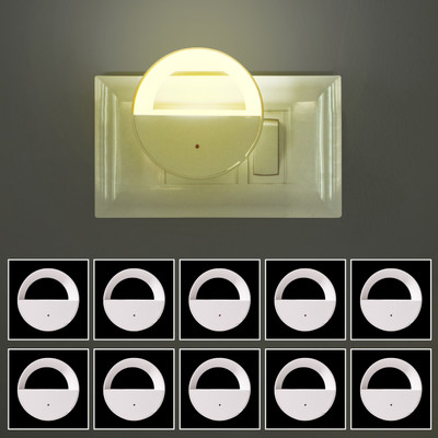 Robustt 1W LED Smart Sensor Night Light|Warm White Plug Night Lamp For Bedroom|Pack of10 Smart Sensor Light