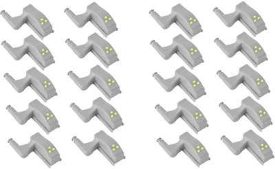 AMG Music Pack of 20 Universal Under Cabinet Cupboard LED Hinge Light ,Warm/Cool White Night Light for Almirah and Modern Home Kitchen ,Door Hinge Lighting ,Cabinet Inner Sensor Light with Batteries Smart Bulb