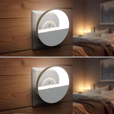 Robustt 1W LED Smart Sensor Night Light | White Plug Night Lamp For Bedroom|Pack of 2 Smart Sensor Light