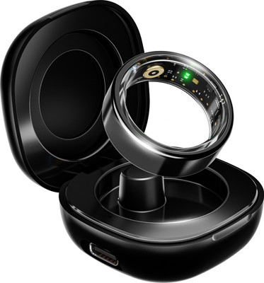 boAt Active w/ Portable Charging Case, Lightweight Stainless-Steel Design Smart Ring(10, Midnight Black)