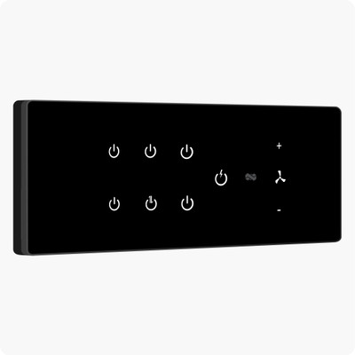 iotics Smart Touch Switch for 7 Lights & 1 Fan, Remote, Mobile App, Alexa & Google Home Smart Switch(Black)