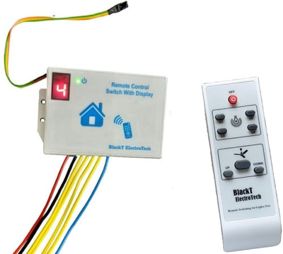 Blackt Electrotech (BT16D) Wireless Remote Switch For 4 Lights, 1 Fan With Speed Control Display Smart Switch(White)