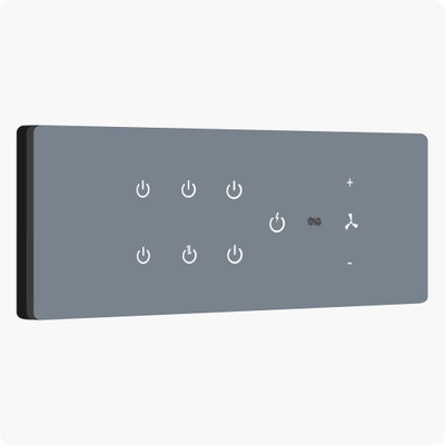 iotics Smart Touch Switch for 7 Lights & 1 Fan, Remote, Mobile App, Alexa & Google Home Smart Switch(Grey)