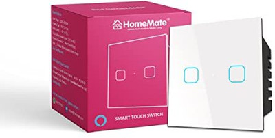 HomeMate Wi-Fi Smart 2 Gang Touch Switch| No Hub Required Smart Switch(White)