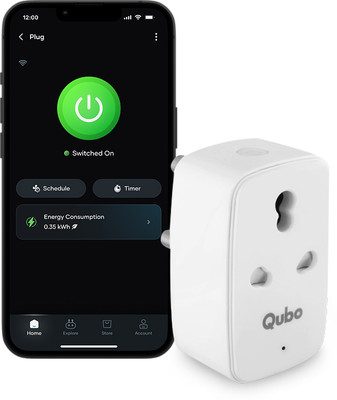 Qubo 16A Smart Plug | Wi-Fi+BT | App & Voice Control | For Large Appliances Smart Plug(White)