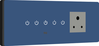 iotics Smart Touch Switch for 4 Lights & 1 Plug, Remote, Mobile App, Alexa, Google Home Smart Switch(Blue)