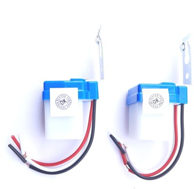 Divine Photonic Solutions 2pc Combo 220 V Auto Day/Night On & Off Photocell LDR Sensor Switch Water Proof Smart Switch(White)