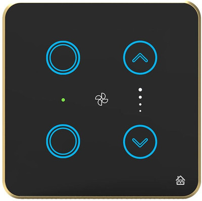 HomeMate 2 Module Smart Touch Switch Panel | 4 Switch & 1 Fan(Black)