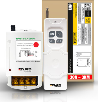 Euro Controls ERS-30A Ultra Long Distance Remote 1 to 3 km 30A relay Superheterodyne Receiver Smart Switch(White)