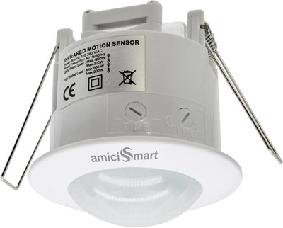 amiciSmart 360° PIR Motion Sensor, Recessed Mounting Motion Detector Switch with Adjustable Smart Switch(White)