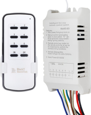 Blackt Electrotech BT116R RF Remote Control Switch Board for 6 Channel ON/OFF Fan, Light Smart Kit(White)