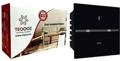TEQOOZ 30Amp Heavy Load Wi-Fi + IR Remote Smart Glass Touch Switch (Black) Smart Switch(Black)