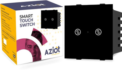 AZIOT Smart Modular 2 Way Gang Touch Switch - 16 Amps each Smart Switch(Black)