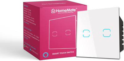 HomeMate WiFi+BLE 2-Way 2 Gang Touch Switch(White)