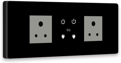 iotics Smart Touch Switch for 2 Light & 2 Plug, Remote, Mobile App, Alexa & Google Home Smart Switch(Black)