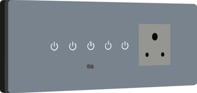 iotics Smart Touch Switch for 4 Lights & 1 Plug, Remote, Mobile App, Alexa, Google Home Smart Switch(Grey)