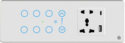HomeMate Smart Touch Switch Panel | 6 Switch, 1 Fan & 1 Socket with Quick Charge USB's(White)
