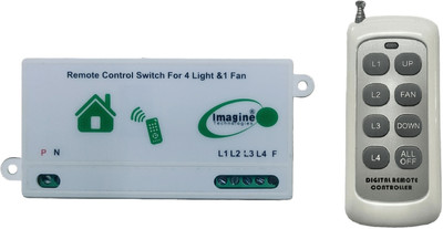 Imagine Technologies RF Remote Control Switch for 4 Light 1 Fan (Humming less Fan Speed) Smart Switch(White)