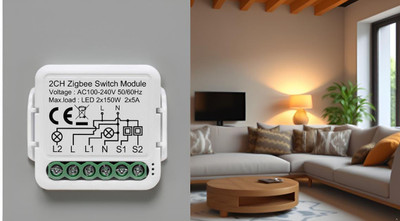 MODERNEXT 2CH Zigbee SML-02Z Smart Switch module Home Assistant Smart Switch(White)