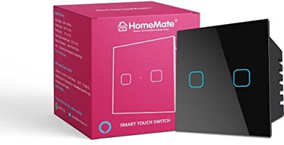 HomeMate WiFi 2 Gang Touch Switch | No Hub Required Smart Switch(Black)