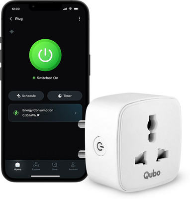 Qubo 10A Smart Plug | Wi-Fi+BT | App & Voice Control | For Small Appliances Smart Plug(White)