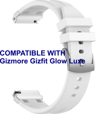 ACM WSM36X22WT2914 Watch Strap Metal Hook Silicone 22mm for Gizmore Gizfit Glow Luxe Smartwatch Belt White Smart Watch Strap(White)