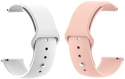 BLACK LOVIES 20 MM Soft Silicon Smartwatch Strap Compatible With BO_AT Vertex Smart Watch Strap(White, Pink)