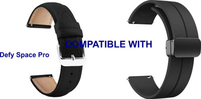 ACM WSM1419B22BKBK2702 Pack of 2 Watch Strap Leather & Silicone Magnetic Clasp 22mm for Defy Space Pro Smartwatch (Black) Smart Watch Strap(Mullti Color)