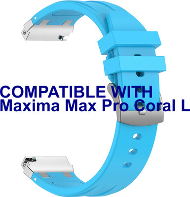 ACM Watch Strap Metal Hook Silicone for Maxima Max Pro Coral Lite Smartwatch Blue Smart Watch Strap(Blue)