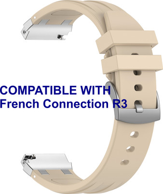 ACM WSM36X20ST1070 Watch Strap Metal Hook Silicone 20mm for French Connection R3 Smartwatch Starlight Smart Watch Strap(White)