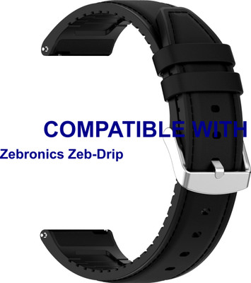 ACM Watch Strap Leather Silicone for Zebronics Zeb-Drip Smartwatch Black Smart Watch Strap(Black)