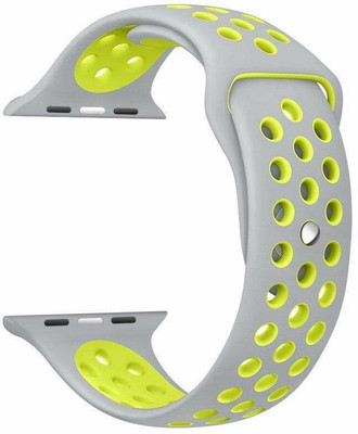 Slugabed Soft Silicone Sport 42mm/44mm Grey and Volt Air Hole Smart Watch Strap(Grey, Green)