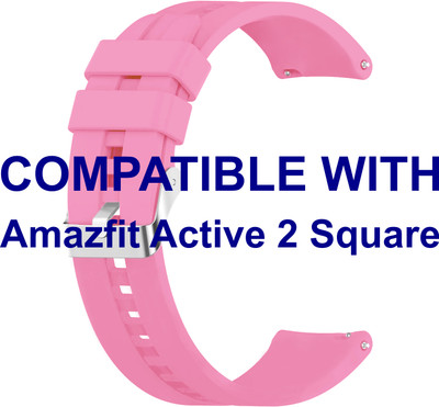 ACM WSM15C20LPK3909 Watch Strap Silicone Hook Belt 20mm for Amazfit Active 2 Square Smartwatch Light Pink Smart Watch Strap(Pink)