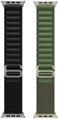 GLowcent Alpine Loop Strap Belt for Ultra Watch 49 mm, Series 8 / 7 45 mm, Series 6 / 5 / 4 44 mm, Series 3 / 2 / 1 42 mm, T800 Ultra, Watch 8 Ultra, i8 Pro Max, W26, T800. Smart Watch Strap(Black, Green)
