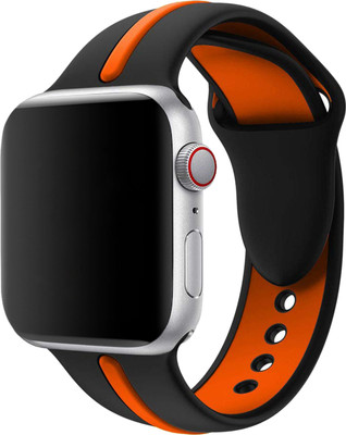 DailyObjects Two Tone Silicone Apple Wrist Band (38/40/41mm) Smart Watch Strap(Black)