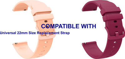 ACM WSM24L22CPPU1216 Pack of 2 Watch Strap Silicone Color Hook 22mm for Universal 22mm Size Replacement Strap Smartwatch (Creame Pink/Purple) Smart Watch Strap(Mullti Color)