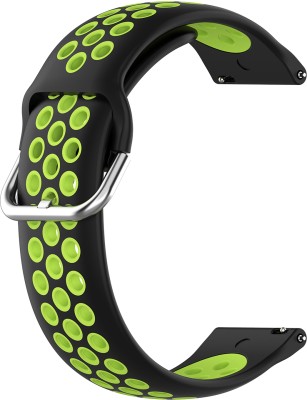 ACM WSM12C22BKG1179 Watch Strap Silicone Belt 22mm for Realme Watch S ( Smartwatch Breatheable Dual Color Dot Band Black with Green) Smart Watch Strap(Black, Green)